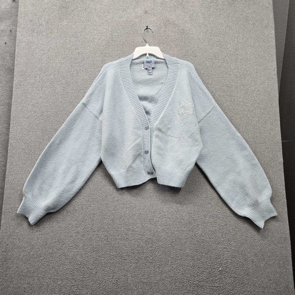 Forever 21 x Hello Kitty and Friends Women Sweater 2X Light Blue Cardigan Logo